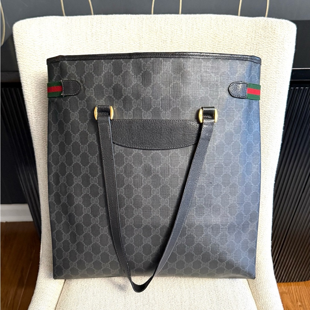 Gucci authentic black monogram coated canvas large tote bag - Picture 4 of 15